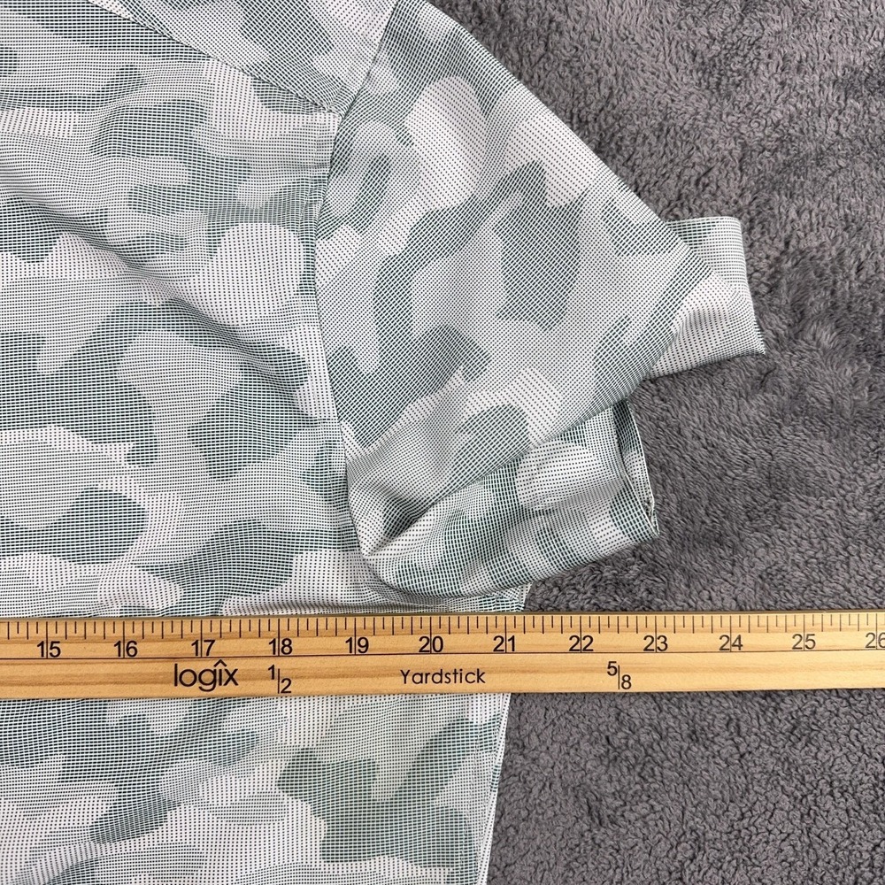 Vince Camuto Polo Shirt Mens M Green Camo Performance Short Sleeve Button Up - Picture 5 of 9